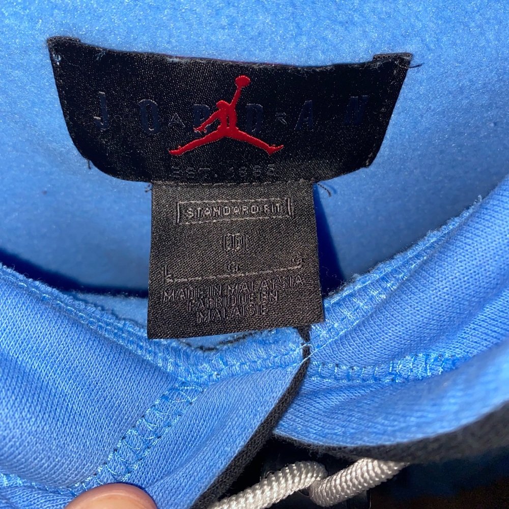 Large Baby Blue and Black Jordan Hoodie - Picture 1 of 3